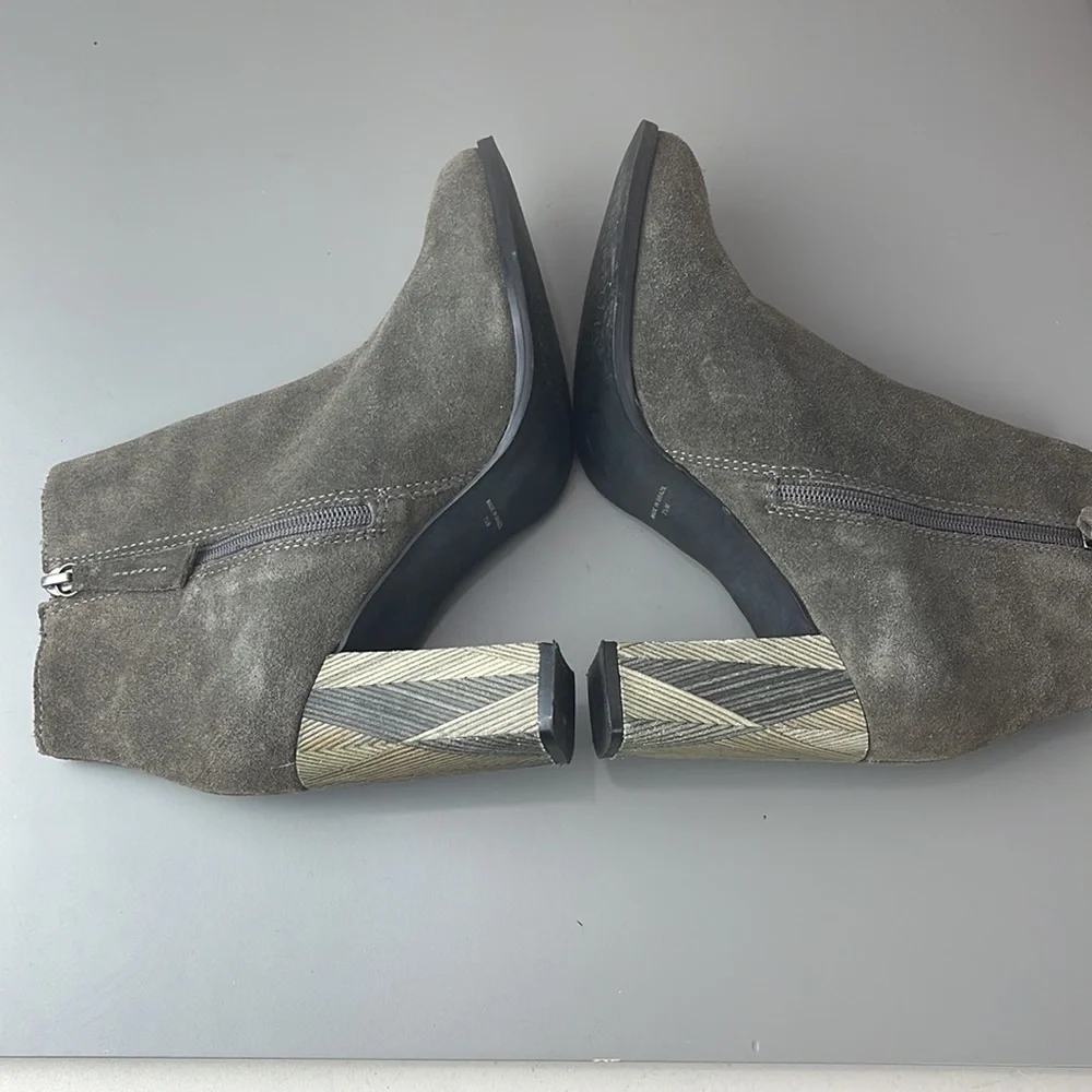 MATISSE SUDE ANKLE BOOTS HERRINGBONE WOOD HEEL 7.5